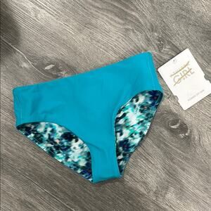 NWT Athleta Girl Teal Reversible Mid Rise Swim Bottom Size M / 8-10